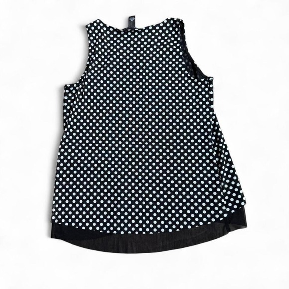 INC Petite Medium Polka Dot Sleeveless Top Asymmetrical Hem Retro Romantic - Picture 3 of 3